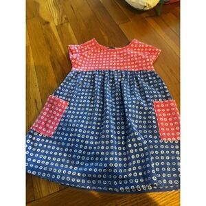 Marimekko Baby Girls Color Block Dress‎ Pink Blue Circles 24M